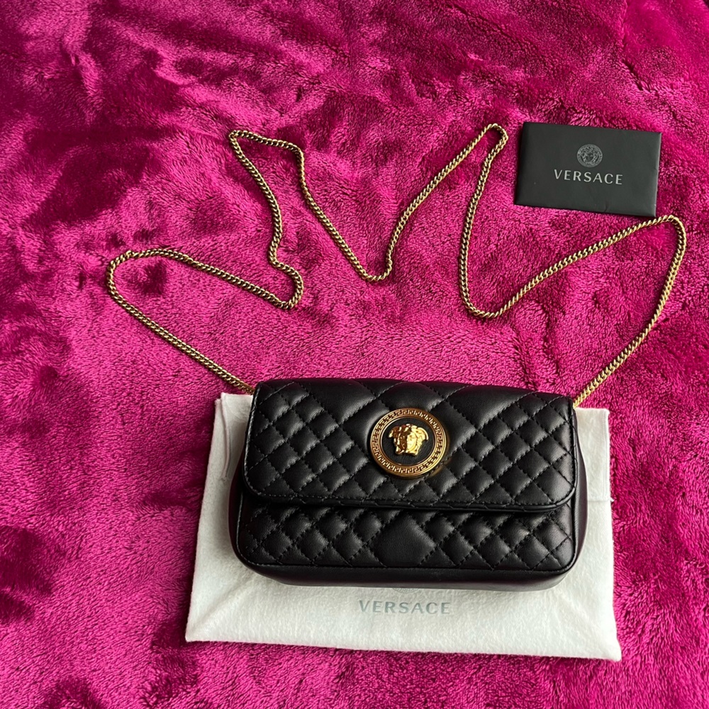 Versace Medusa Nappa Quilted Leather Small Crossbody Bag